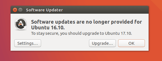 aggiornare Ubuntu 16.10 a 18