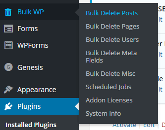 Bulk Elimina plugin per WordPress