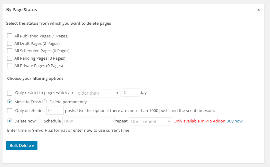 Bulk Elimina plugin per WordPress