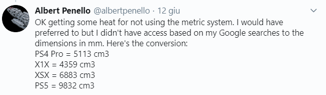 Albert Penello misure in cm ps5