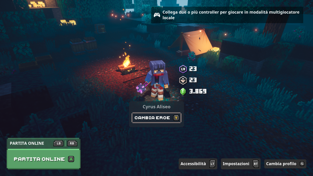 Minecraft Dungeons Creazione PErsonaggio