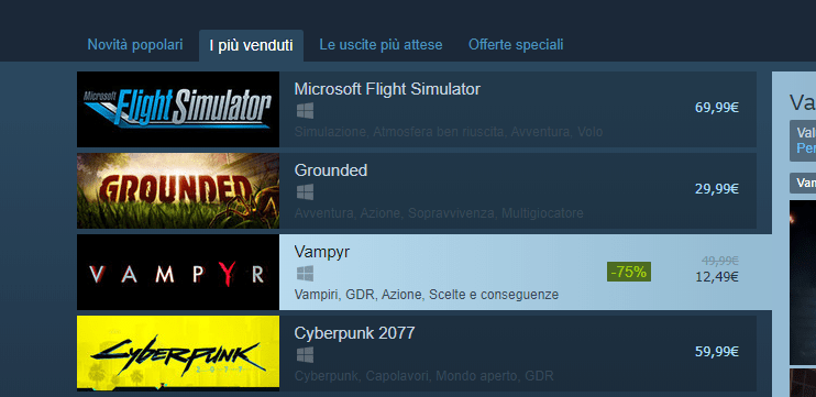 Cuphead Vendita su Steam Playstation 4