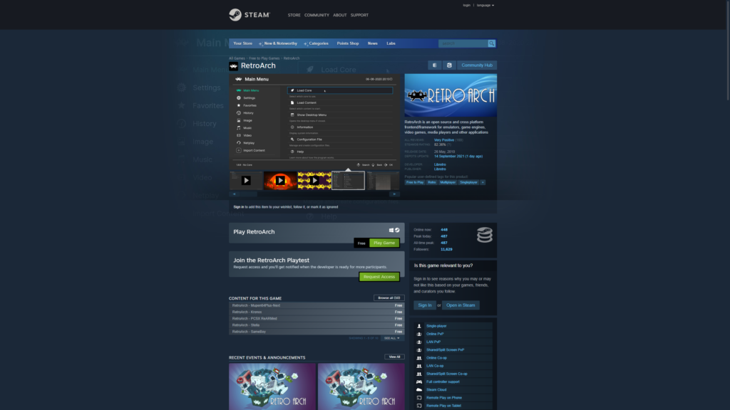 RetroArch su Steam