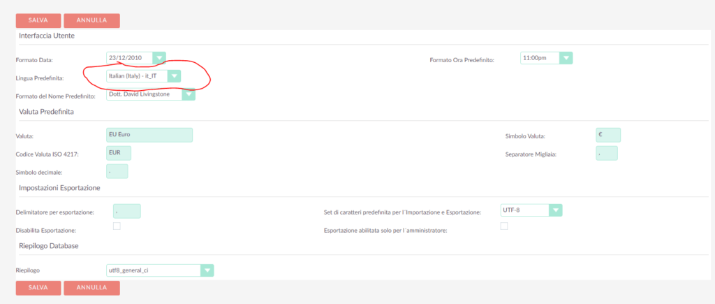 Suite Crm Lingua Italiana