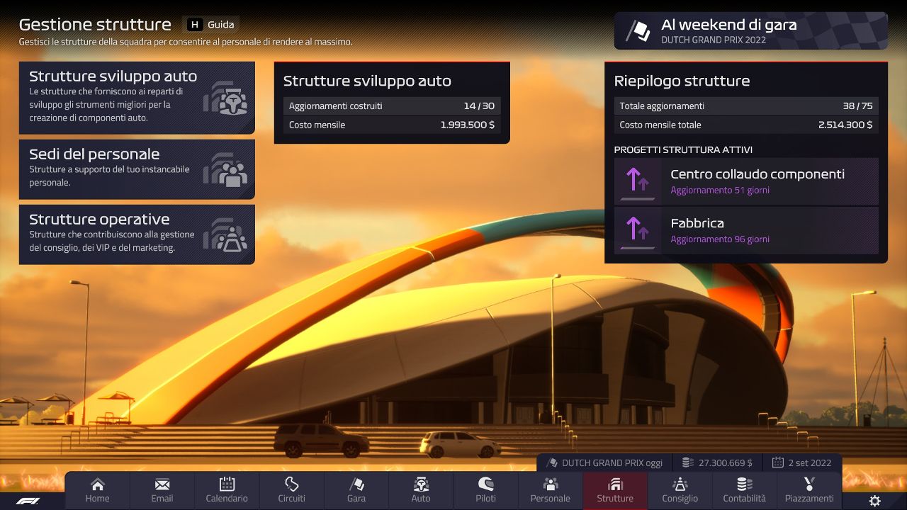 F1 Manager 2022 - Strutture