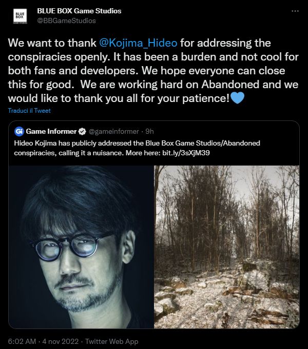 Kojima Abandoned Blue Box Game Studios