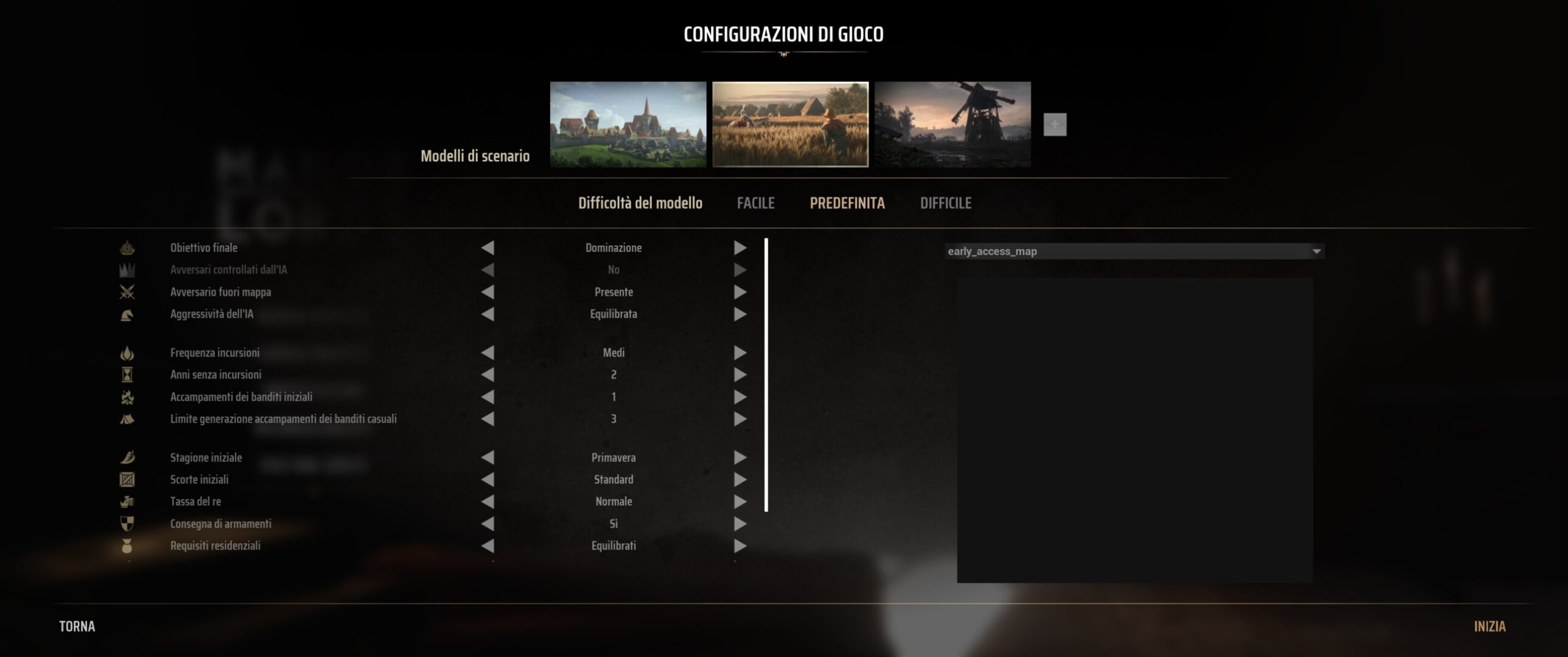 Manor Lords, gestionale sviluppato da una persona sola - Modalità iniziniali