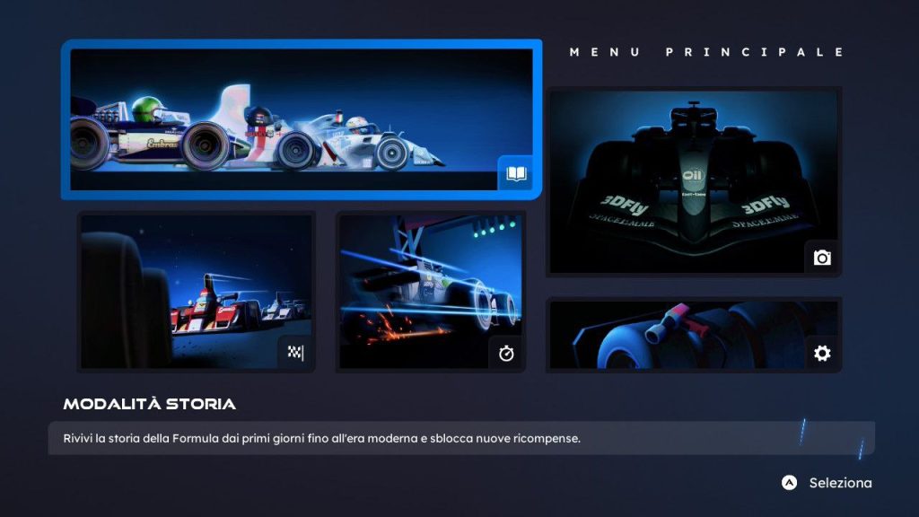 Menu di gioco Formula Legends