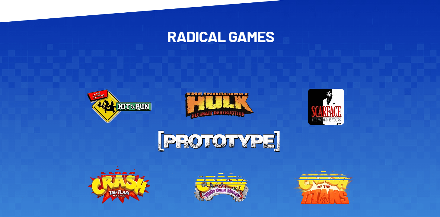 New Radical Games Prototype, Crash , Scarface, Simpson Hit And Run, Hulk ultimate destructions